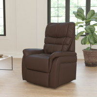 Flash Furniture CH-US-153062L-CGN-LEA-GG HERCULES Series Cognac LeatherSoft Remote Powered Lift Recliner for Elderly