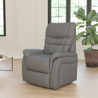 Flash Furniture CH-US-153062L-GY-LEA-GG HERCULES Series Gray LeatherSoft Remote Powered Lift Recliner for Elderly