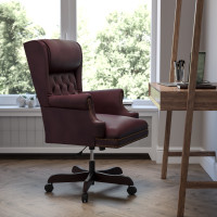 Flash Furniture CI-J600-BY-GG High Back Traditional Tufted Burgundy Leather Executive Office Chair