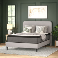 Flash Furniture CL-ET232-13-Q-GG Capri Comfortable Sleep Euro Pillow Top 13 Inch CertiPUR-US Certified Hybrid Pocket Spring Mattress, Supportive Relief, Mattress in a Box, Queen