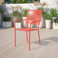 Flash Furniture CO-2-RED-GG Coral Steel Patio Chair in Coral
