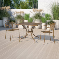 Flash Furniture CO-6-GD-GG 35.5" Steel Patio Table in Gold