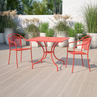Flash Furniture CO-6-RED-GG 35.5" Steel Patio Table in Coral