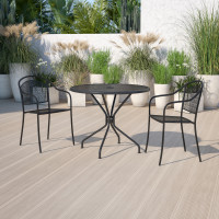 Flash Furniture CO-7-BK-GG 35.25'' Round Black Indoor-Outdoor Steel Patio Table 