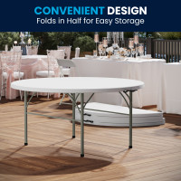 Flash Furniture DAD-154Z-GG 60'' Round Bi-Fold Granite White Plastic Folding Table