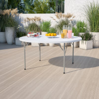 Flash Furniture DAD-YCZ-1-GW-GG 60'' Round Granite White Plastic Folding Table