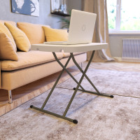 Flash Furniture DAD-YCZ-66X-GW-GG 26 Inch Granite White Indoor/Outdoor Plastic Folding Table, Adjustable Height Commercial Grade Side Table, Laptop Table, TV Tray