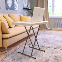 Flash Furniture DAD-YCZ-76X-GW-GG 30 Inch Granite White Indoor/Outdoor Plastic Folding Table, Adjustable Height Commercial Grade Side Table, Laptop Table, TV Tray