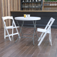 Flash Furniture 32'' Round Granite White Plastic Folding Table DAD-YCZ-80R-GW-GG