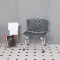 Flash Furniture DC-HY3501L-GRY-GG HERCULES Series Tool-Free and Quick Assembly, 300 Lb. Capacity, Adjustable Gray Bath & Shower Chair with Extra Large Back