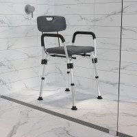 Flash Furniture DC-HY3520L-GRY-GG HERCULES Series 300 Lb. Capacity, Adjustable Gray Bath & Shower Chair with Depth Adjustable Back