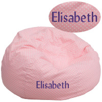 Flash Furniture DG-BEAN-LARGE-DOT-PK-TXTEMB-GG Personalized Oversized Light Pink Dot Bean Bag Chair for Kids and Adults