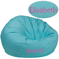 Flash Furniture DG-BEAN-LARGE-SOLID-MTGN-TXTEMB-GG Personalized Oversized Solid Mint Green Bean Bag Chair for Kids and Adults
