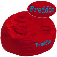 Flash Furniture DG-BEAN-LARGE-SOLID-RED-TXTEMB-GG Personalized Oversized Solid Red Bean Bag Chair for Kids and Adults