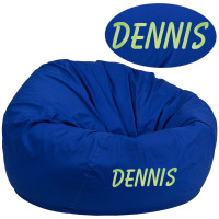 Flash Furniture DG-BEAN-LARGE-SOLID-ROYBL-TXTEMB-GG Personalized Oversized Solid Royal Blue Bean Bag Chair for Kids and Adults