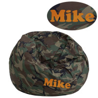 Flash Furniture DG-BEAN-SMALL-CAMO-TXTEMB-GG Personalized Small Camouflage Bean Bag Chair for Kids and Teens