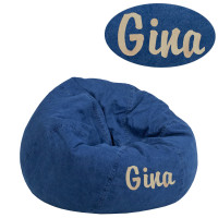 Flash Furniture DG-BEAN-SMALL-DENIM-TXTEMB-GG Personalized Small Denim Bean Bag Chair for Kids and Teens