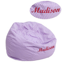Flash Furniture DG-BEAN-SMALL-DOT-PUR-TXTEMB-GG Personalized Small Lavender Dot Bean Bag Chair for Kids and Teens