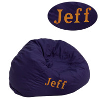 Flash Furniture DG-BEAN-SMALL-SOLID-BL-TXTEMB-GG Personalized Small Solid Navy Blue Bean Bag Chair for Kids and Teens