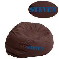 Flash Furniture DG-BEAN-SMALL-SOLID-BRN-TXTEMB-GG Personalized Small Solid Brown Bean Bag Chair for Kids and Teens