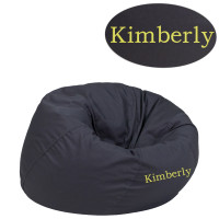 Flash Furniture DG-BEAN-SMALL-SOLID-GY-TXTEMB-GG Personalized Small Solid Gray Bean Bag Chair for Kids and Teens
