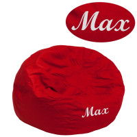Flash Furniture DG-BEAN-SMALL-SOLID-RED-TXTEMB-GG Personalized Small Solid Red Bean Bag Chair for Kids and Teens