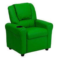 Flash Furniture Contemporary Green Vinyl Kids Recliner with Cup Holder and Headrest DG-ULT-KID-GRN-GG