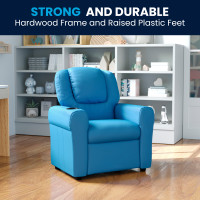 Flash Furniture Contemporary Light Blue Vinyl Kids Recliner with Cup Holder and Headrest DG-ULT-KID-LTBLUE-GG
