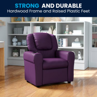 Flash Furniture Contemporary Purple Vinyl Kids Recliner with Cup Holder and Headrest DG-ULT-KID-PUR-GG