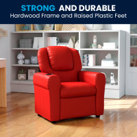 Flash Furniture Contemporary Red Vinyl Kids Recliner with Cup Holder and Headrest DG-ULT-KID-RED-GG