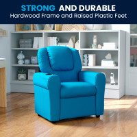 Flash Furniture Contemporary Turquoise Vinyl Kids Recliner with Cup Holder and Headrest DG-ULT-KID-TURQ-GG