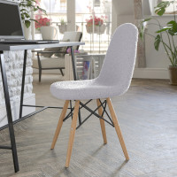 Flash Furniture DL-10-GY-GG Zula Modern Padded Armless Faux Sherpa Accent Chair with Beechwood Legs in Gray