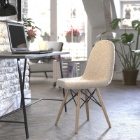Flash Furniture DL-10-W-GG Zula Modern Padded Armless Faux Sherpa Accent Chair with Beechwood Legs in Off-White