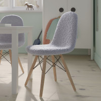 Flash Furniture DL-DA2018-2-GY-GG Zula Kid's Modern Padded Armless Faux Sherpa Accent Chair with Beechwood Legs in Gray