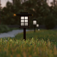 Flash Furniture DN-SL106-8-BK-GG 8 Pack Black Lantern Style LED Solar Lights Weather Resistant Outdoor Solar Powered Lights for Pathway, Garden, & Yard