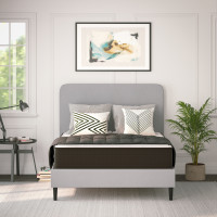 Flash Furniture DR-E230P-R-F-10-GY-GG Dream 10 Inch Hybrid Mattress, Full Size High Density Foam and Pocket Spring Mattress in a Box, CertiPur-US Certified Foam, White/Black