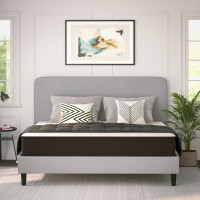 Flash Furniture DR-E230P-R-K-10-GY-GG Dream 10 Inch Hybrid Mattress, King Size High Density Foam and Pocket Spring Mattress in a Box, CertiPur-US Certified Foam, White/Black