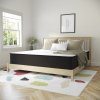 Flash Furniture DR-E230P-R-K-12-GY-GG Dream 12 Inch Hybrid Mattress, King Size High Density Foam and Pocket Spring Mattress in a Box, CertiPur-US Certified Foam, White/Black
