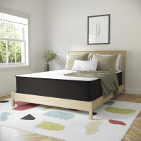 Flash Furniture DR-E230P-R-Q-12-GY-GG Dream 12 Inch Hybrid Mattress, Queen Size High Density Foam and Pocket Spring Mattress in a Box, CertiPur-US Certified Foam, White/Black