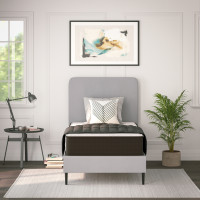 Flash Furniture DR-E230P-R-T-10-GY-GG Dream 10 Inch Hybrid Mattress, Twin Size High Density Foam and Pocket Spring Mattress in a Box, CertiPur-US Certified Foam, White/Black
