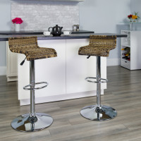 Flash Furniture DS-712-GG Wicker Adjustable Height Stool in Brown