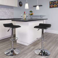 Flash Furniture Contemporary Black Vinyl Adjustable Height Bar Stool with Chrome Base DS-801-CONT-BK-GG