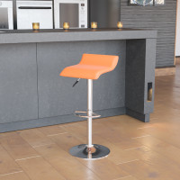 Flash Furniture Contemporary Orange Vinyl Adjustable Height Bar Stool with Chrome Base DS-801-CONT-ORG-GG