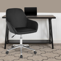 Flash Furniture DS-8012LB-BLK-GG Cortana Home and Office Mid-Back Chair in Black Leather 