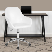 Flash Furniture DS-8012LB-WH-GG Cortana Home and Office Mid-Back Chair in White Leather 