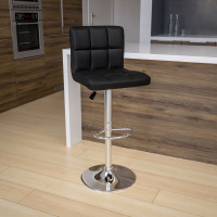 Flash Furniture Contemporary Black Quilted Vinyl Adjustable Height Bar Stool with Chrome Base DS-810-MOD-BK-GG