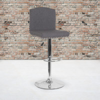 Flash Furniture DS-8111-GRY-GG Bellagio Contemporary Adjustable Height Barstool with Accent Nail Trim in Gray Leather 