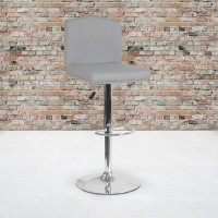 Flash Furniture DS-8111-LTG-F-GG Bellagio Contemporary Adjustable Height Barstool with Accent Nail Trim in Light Gray Fabric 