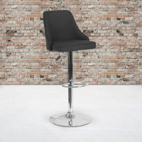 Flash Furniture DS-8121A-BLK-F-GG Trieste Contemporary Adjustable Height Barstool in Black Fabric 