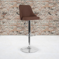 Flash Furniture DS-8121A-BRN-F-GG Trieste Contemporary Adjustable Height Barstool in Brown Fabric 